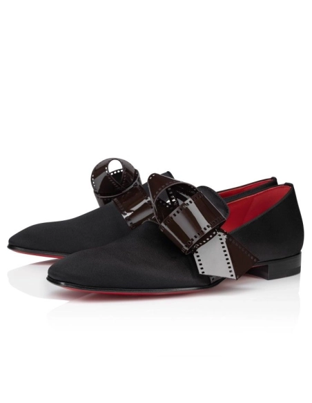 Knockoff Christian Louboutin Dandelion Nomine Red Carpet Mocassins Crepe Satin Black
