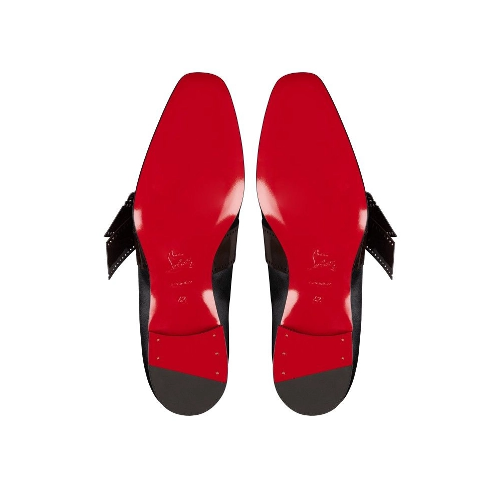 Knockoff Christian Louboutin Dandelion Nomine Red Carpet Mocassins Crepe Satin Black