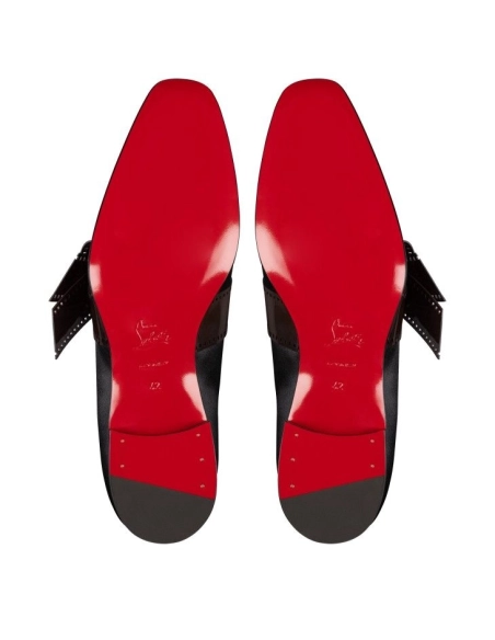 Knockoff Christian Louboutin Dandelion Nomine Red Carpet Mocassins Crepe Satin Black