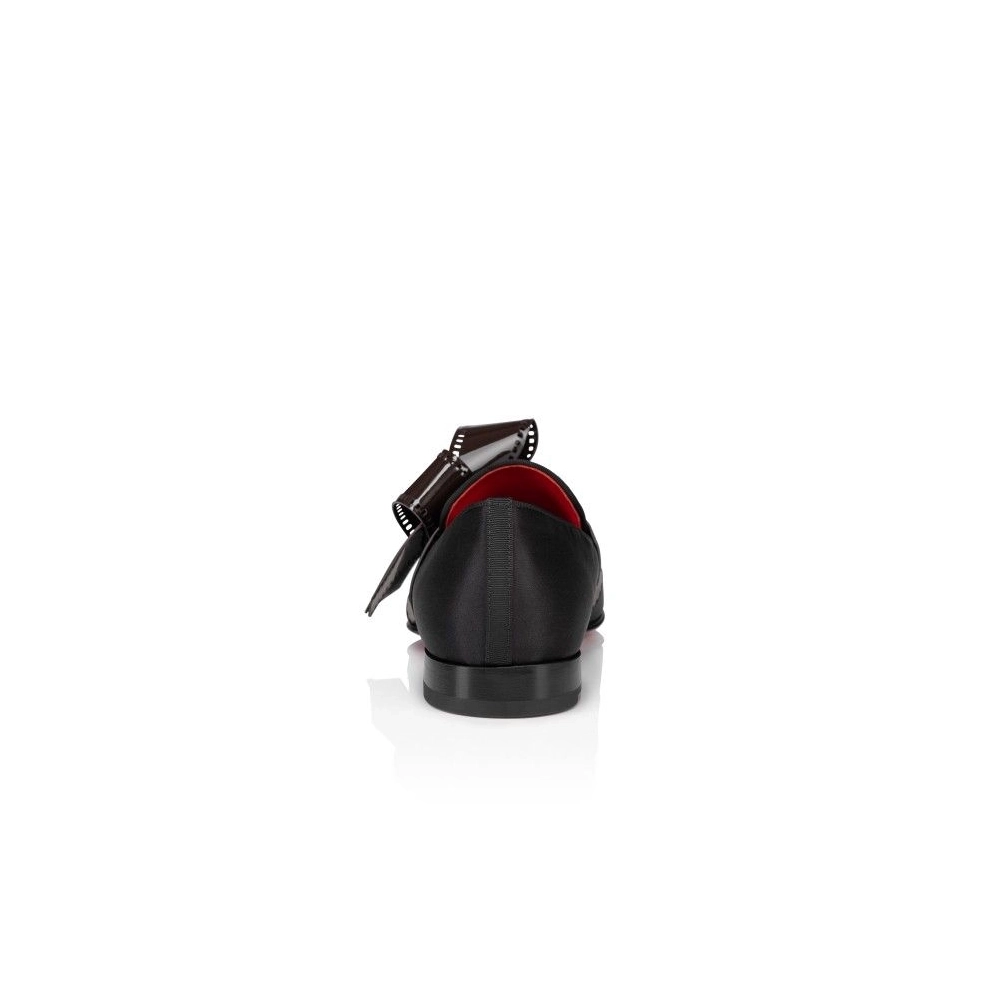 Knockoff Christian Louboutin Dandelion Nomine Red Carpet Mocassins Crepe Satin Black