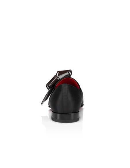 Knockoff Christian Louboutin Dandelion Nomine Red Carpet Mocassins Crepe Satin Black