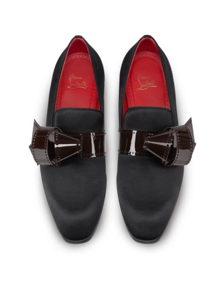 Knockoff Christian Louboutin Dandelion Nomine Red Carpet Mocassins Crepe Satin Black