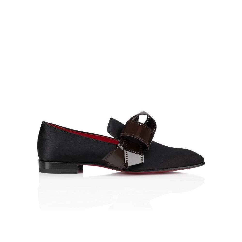 Knockoff Christian Louboutin Dandelion Nomine Red Carpet Mocassins Crepe Satin Black