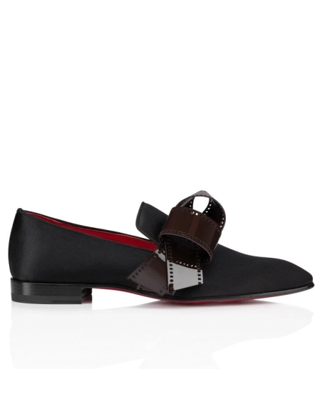 Knockoff Christian Louboutin Dandelion Nomine Red Carpet Mocassins Crepe Satin Black