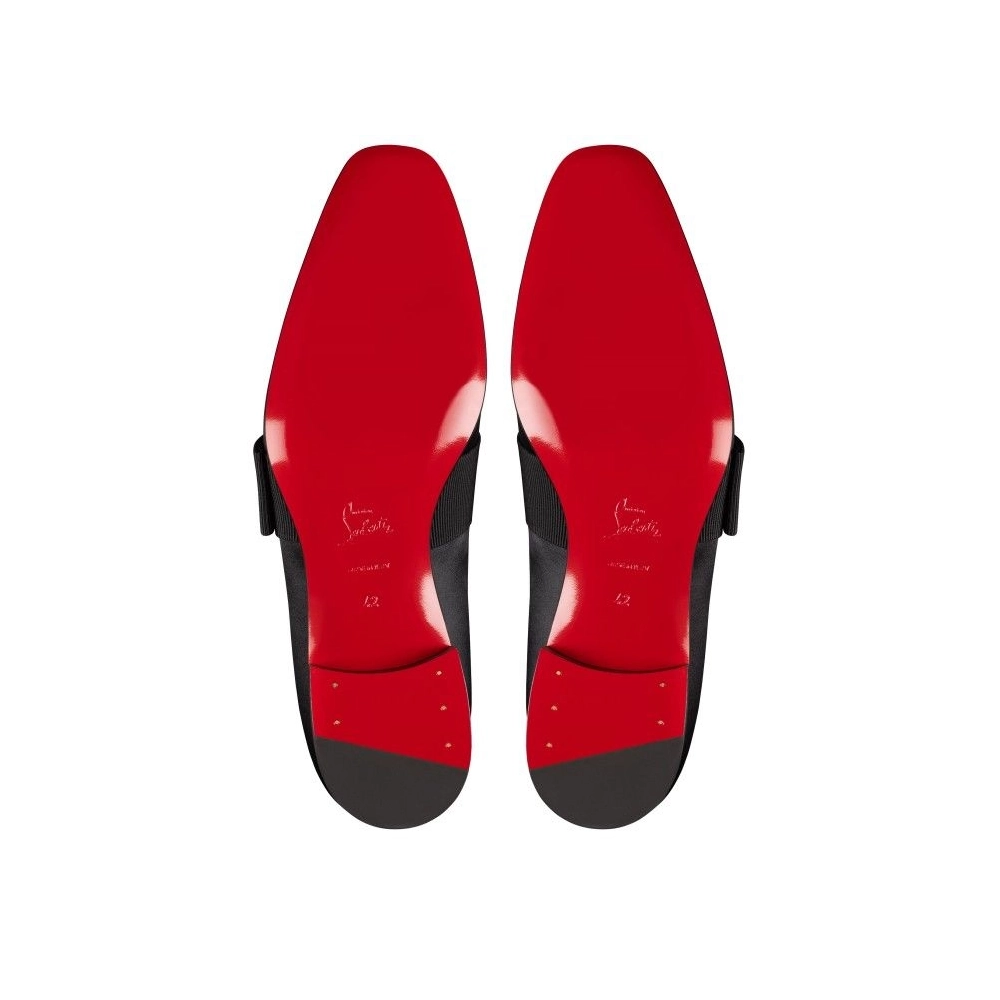 Cheap Christian Louboutin Dandelion Red Carpet Mocassins Crepe Satin Black Sale Online