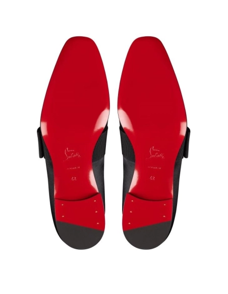 Cheap Christian Louboutin Dandelion Red Carpet Mocassins Crepe Satin Black Sale Online