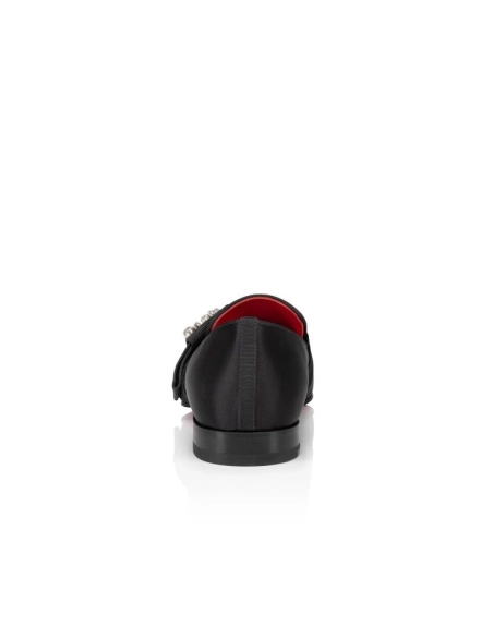 Cheap Christian Louboutin Dandelion Red Carpet Mocassins Crepe Satin Black Sale Online