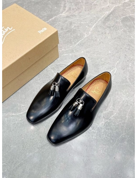 Fake Christian Louboutin Dandelion Tassel Loafers Patinated Calf Leather Black