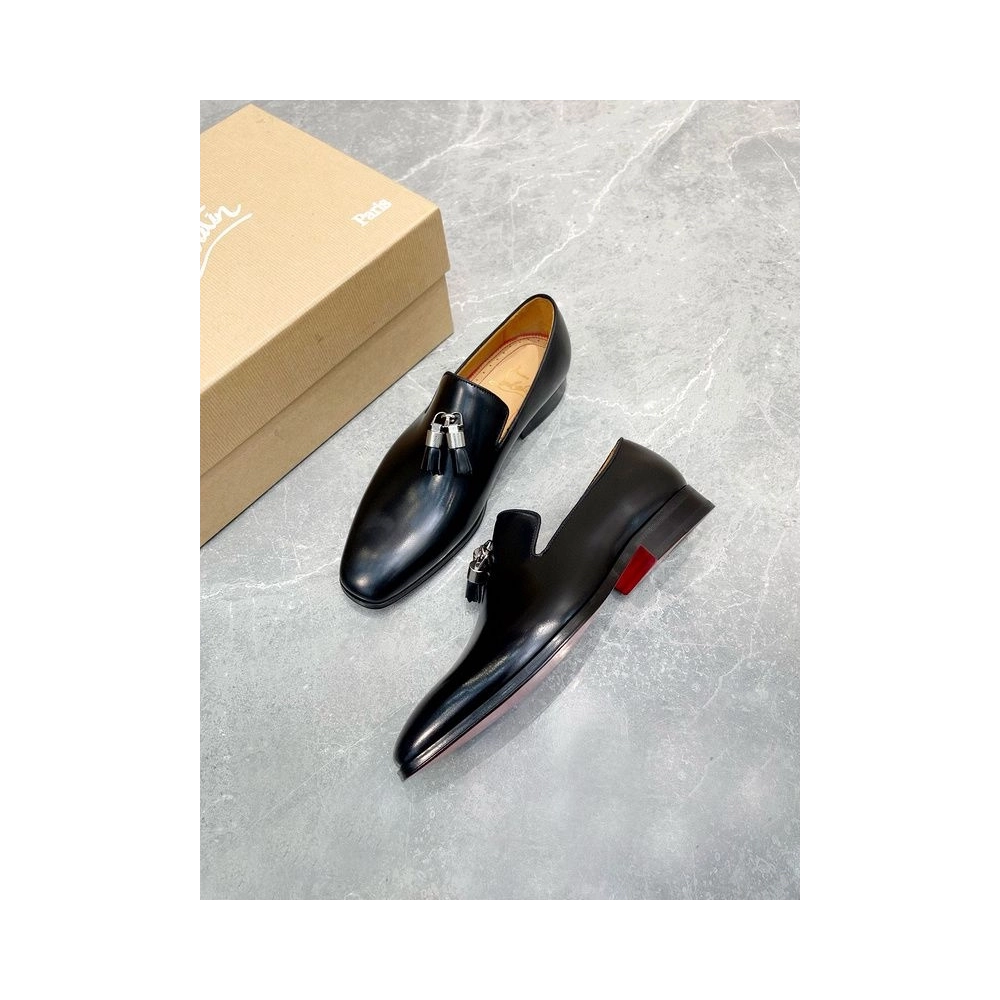 Fake Christian Louboutin Dandelion Tassel Loafers Patinated Calf Leather Black
