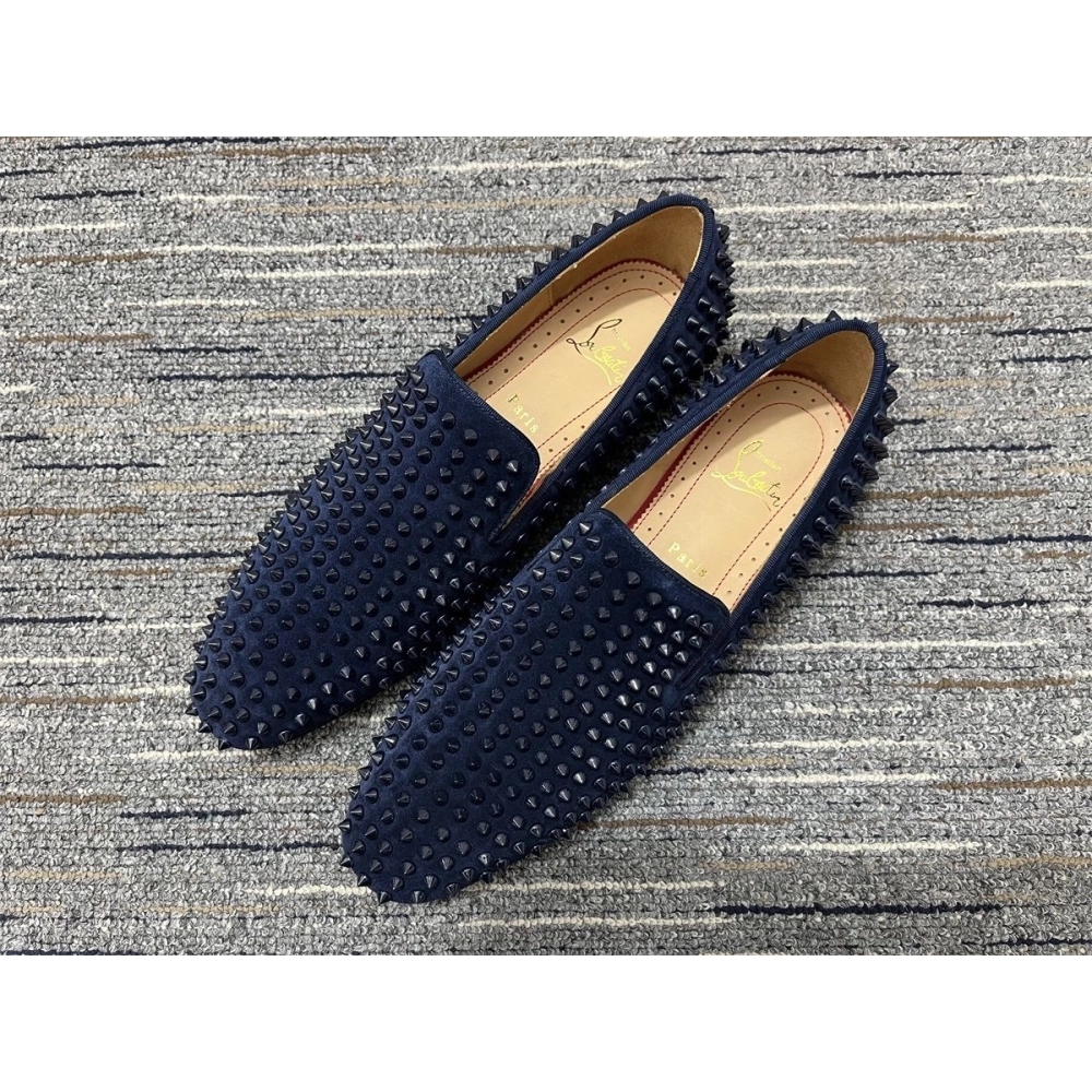 Knockoff Christian Louboutin Dandelion Spike Loafers Veau Velours Navy Blue