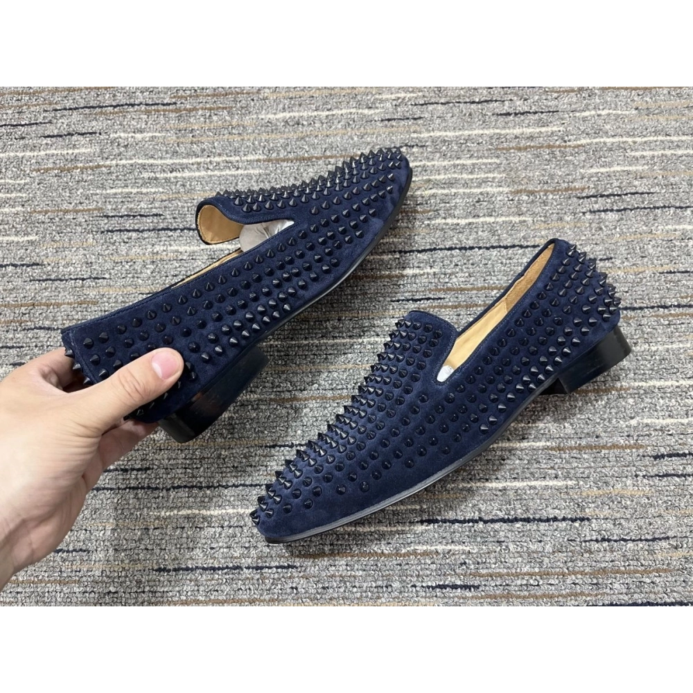 Knockoff Christian Louboutin Dandelion Spike Loafers Veau Velours Navy Blue