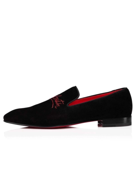 Knockoff Christian Louboutin Navy Dandelion Strass Loafer Suede Calf Leather Black