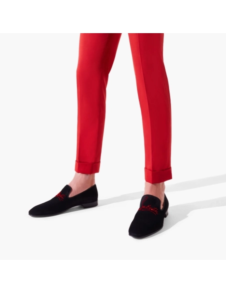 Knockoff Christian Louboutin Navy Dandelion Strass Loafer Suede Calf Leather Black