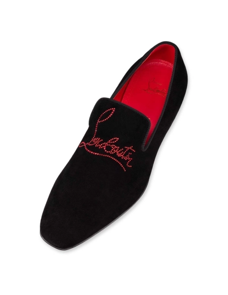 Knockoff Christian Louboutin Navy Dandelion Strass Loafer Suede Calf Leather Black