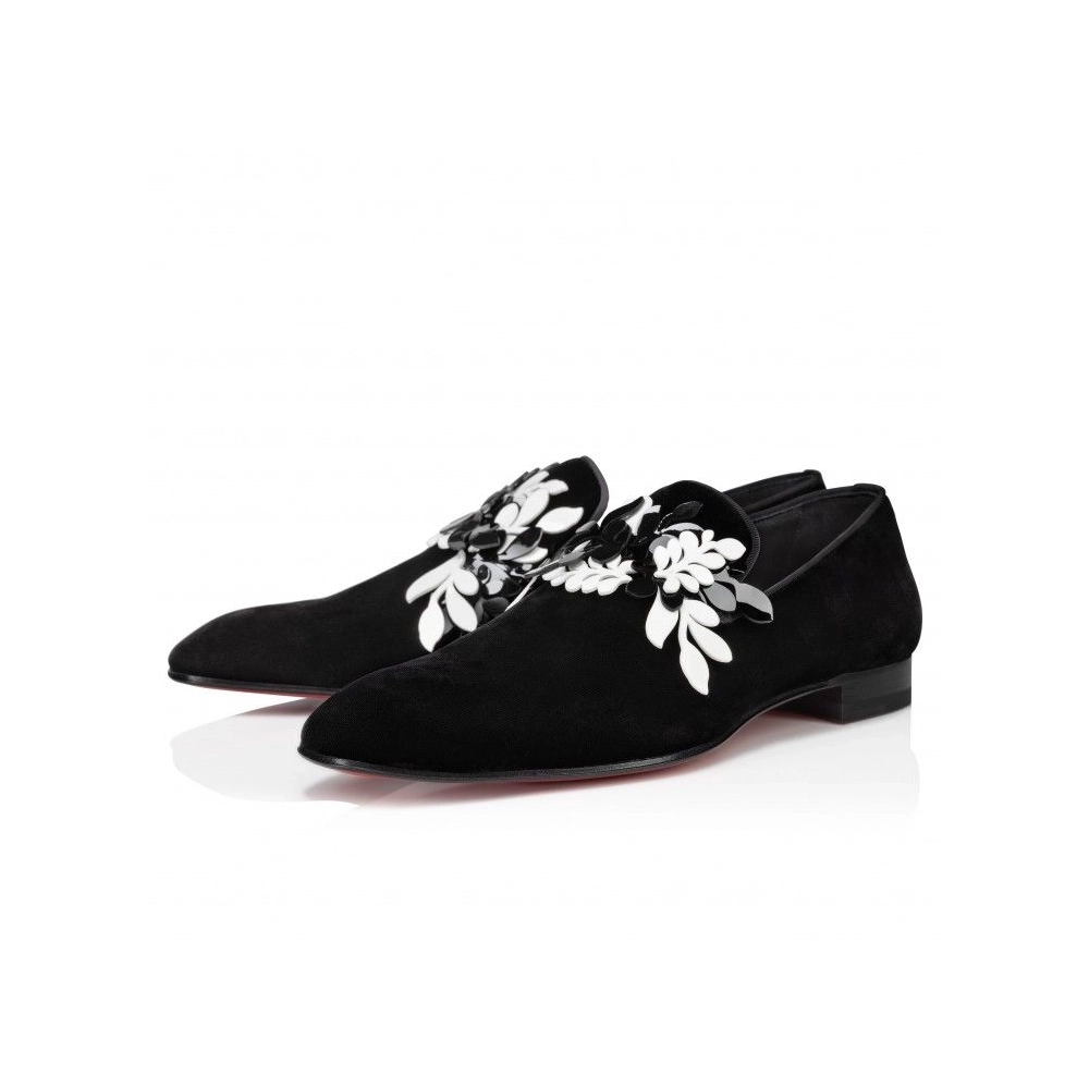 Fake Christian Louboutin Dandelion Petunia Loafers Velvet And Patent Leather Black