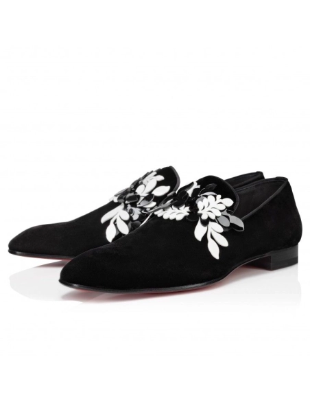 Fake Christian Louboutin Dandelion Petunia Loafers Velvet And Patent Leather Black