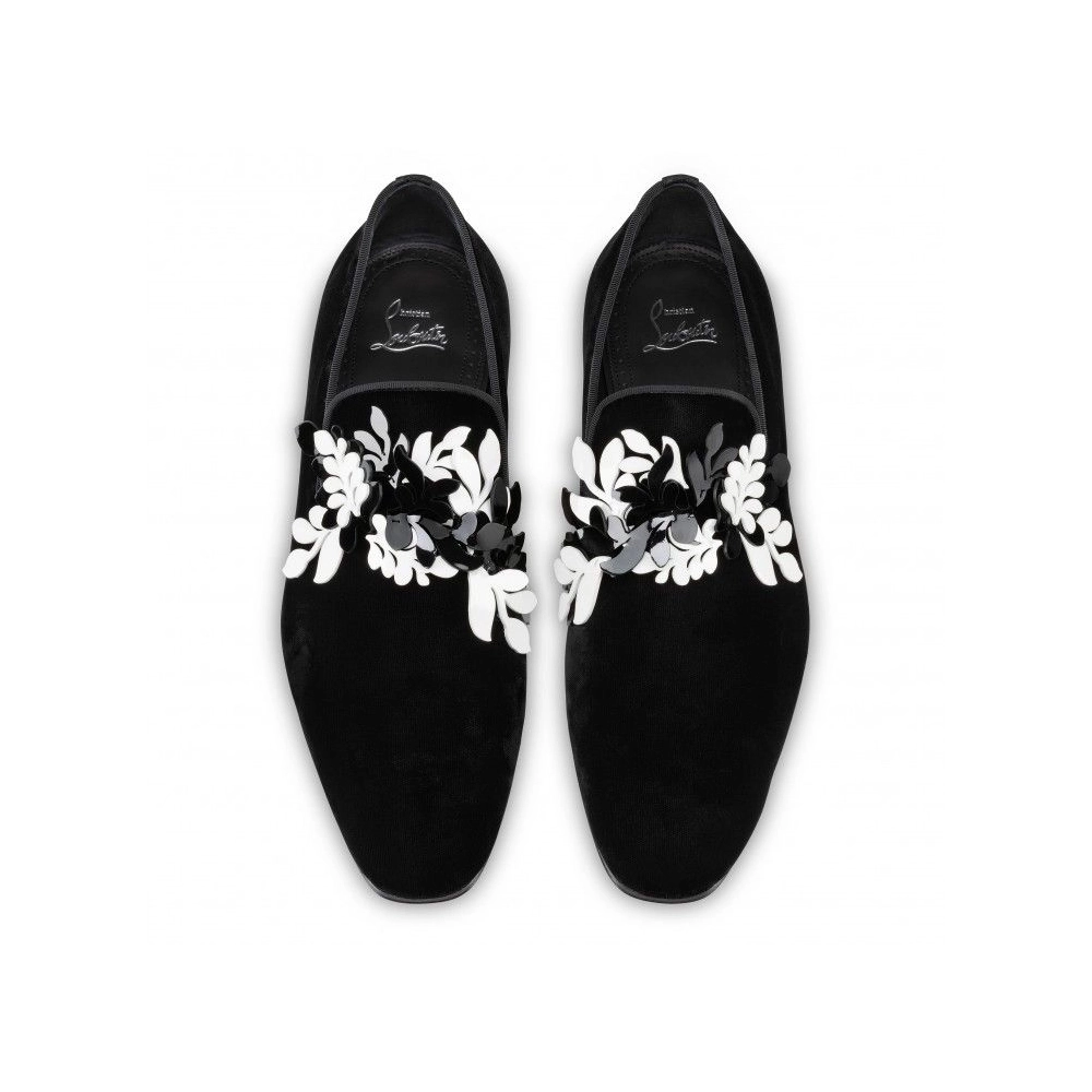 Fake Christian Louboutin Dandelion Petunia Loafers Velvet And Patent Leather Black