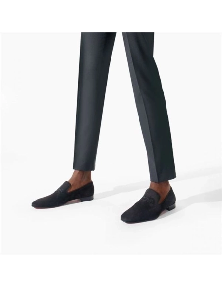 cheap Christian Louboutin Navy Dandelion Flat Black Calf sale