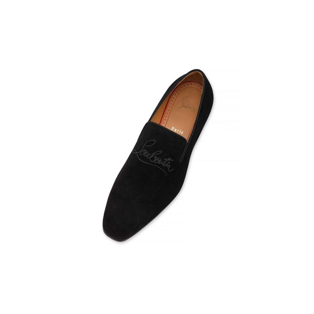 cheap Christian Louboutin Navy Dandelion Flat Black Calf sale