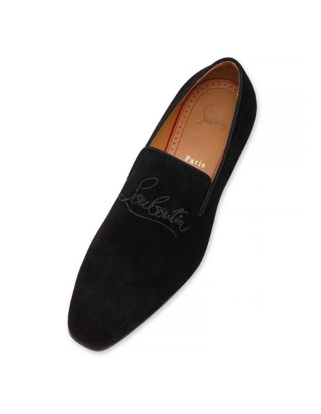 cheap Christian Louboutin Navy Dandelion Flat Black Calf sale