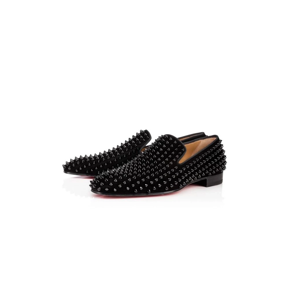 cheap Christian Louboutin Dandelion Spike Black black Suede Leather sale
