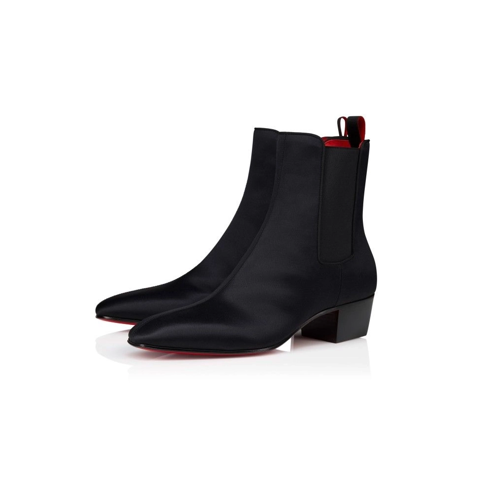 Discount Christian Louboutin Rosalio Chelsea 40 Mm Boots Crepe Satin Black Outlet