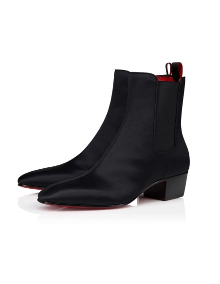 Discount Christian Louboutin Rosalio Chelsea 40 Mm Boots Crepe Satin Black Outlet
