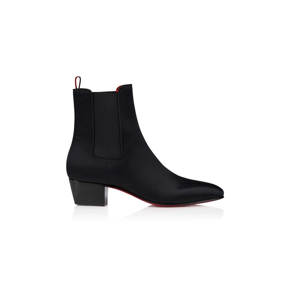 Discount Christian Louboutin Rosalio Chelsea 40 Mm Boots Crepe Satin Black Outlet