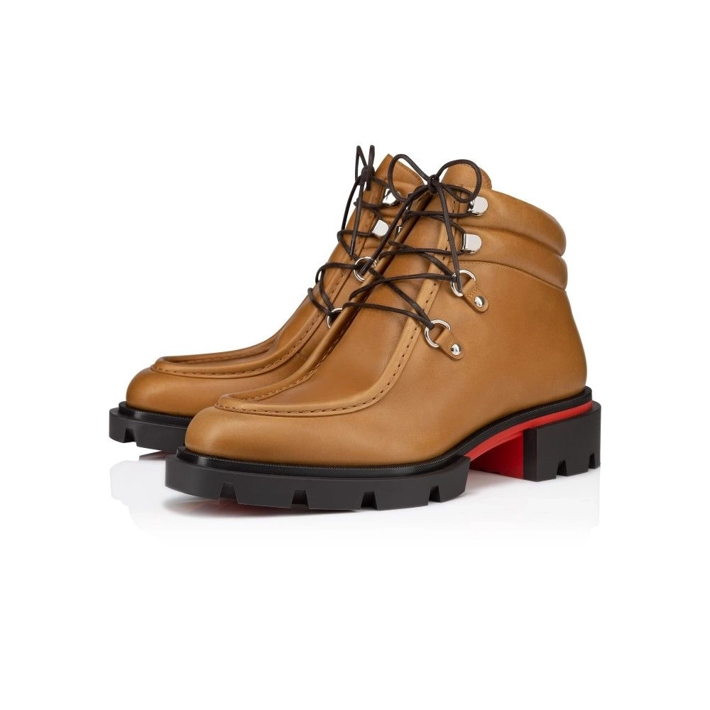 Cheap Christian Louboutin Our Pabelito Boot Boots Calf Leather Wax Effect Terra on Sale