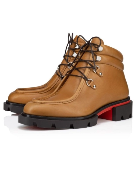 Cheap Christian Louboutin Our Pabelito Boot Boots Calf Leather Wax Effect Terra on Sale