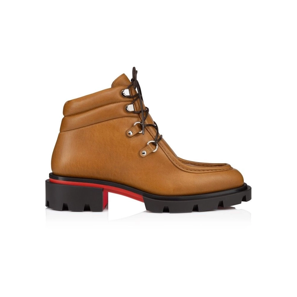 Cheap Christian Louboutin Our Pabelito Boot Boots Calf Leather Wax Effect Terra on Sale