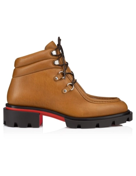 Cheap Christian Louboutin Our Pabelito Boot Boots Calf Leather Wax Effect Terra on Sale