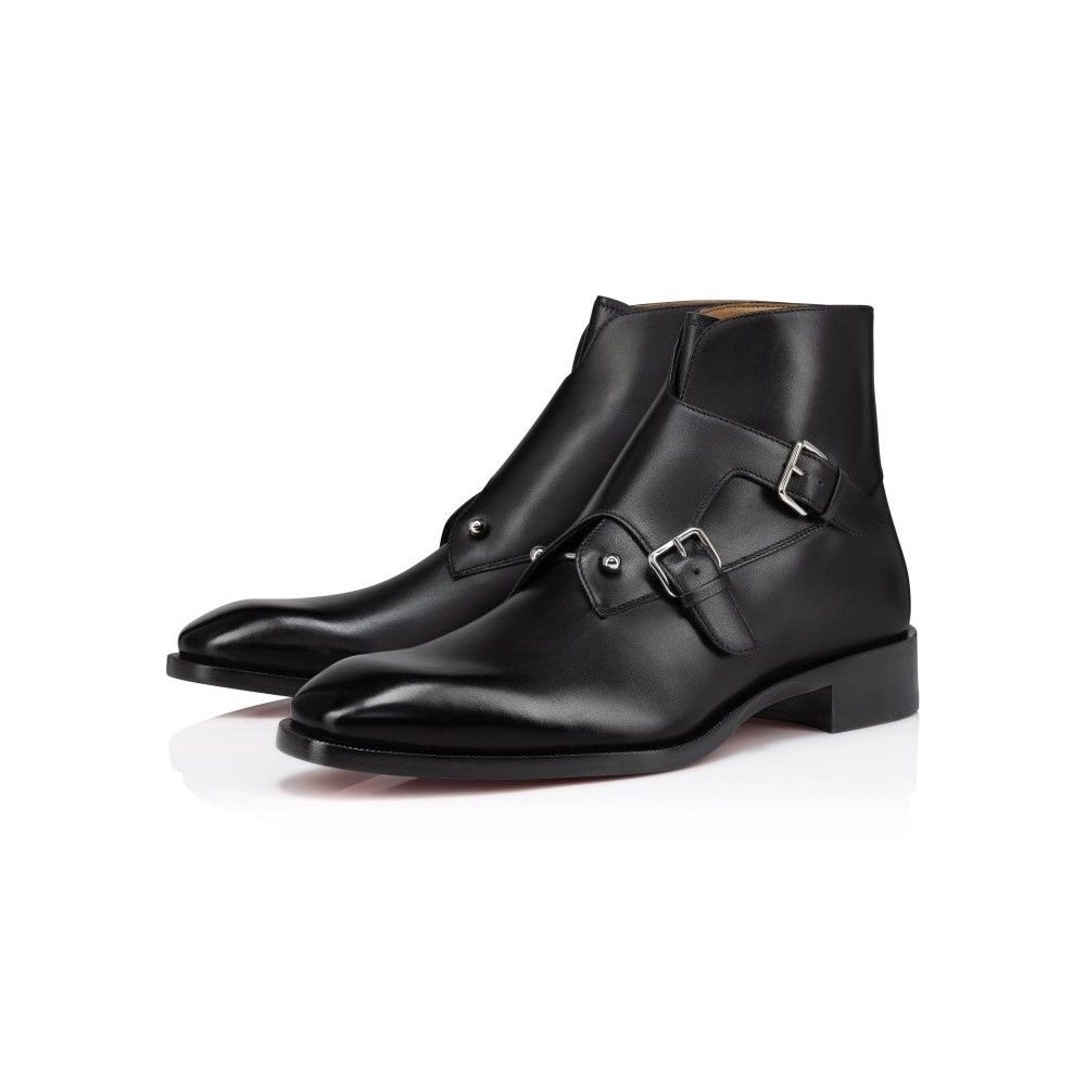 Replica Christian Louboutin Chambelimonk Boot Calf Leather Black, Fake Christian Louboutin Boots