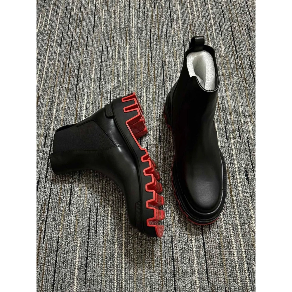 Cheap Christian Louboutin Marchacroche Dune Men Ankle Boots Calf Leather Black Sale Online