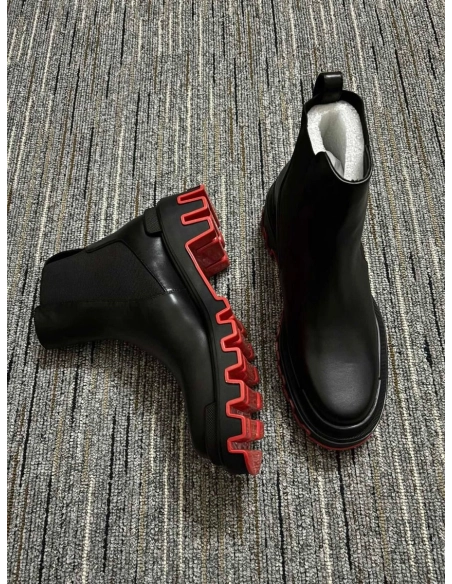 Cheap Christian Louboutin Marchacroche Dune Men Ankle Boots Calf Leather Black Sale Online