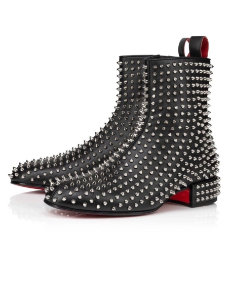 Knockoff Christian Louboutin Spikeasy Booty Boots Nappa Leather Black