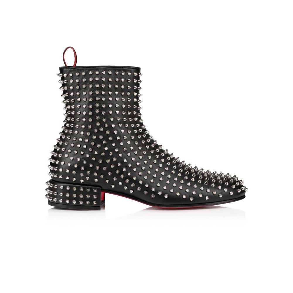 Knockoff Christian Louboutin Spikeasy Booty Boots Nappa Leather Black
