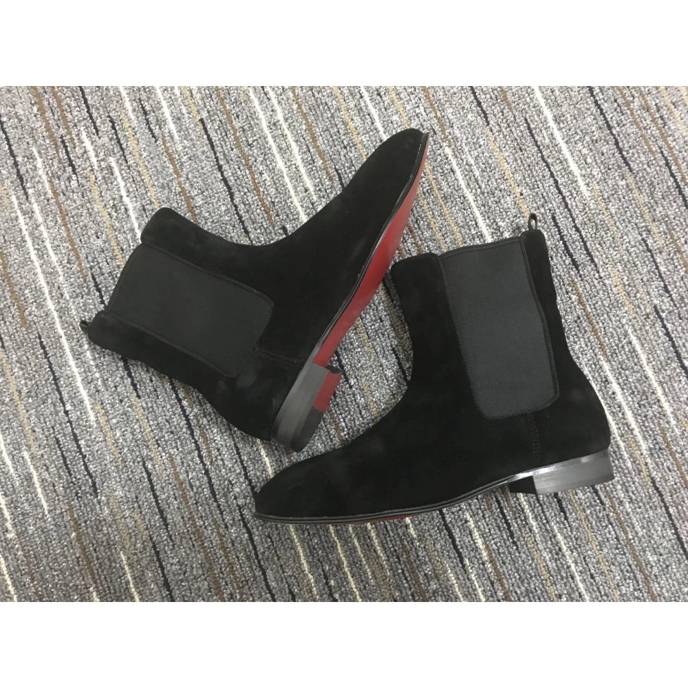 Fake Christian Louboutin Samson Orlato Chelsea Boots Suede Black, Replica CL Shoes