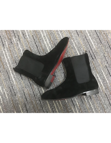 Fake Christian Louboutin Samson Orlato Chelsea Boots Suede Black, Replica CL Shoes