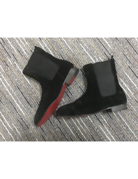 Fake Christian Louboutin Samson Orlato Chelsea Boots Suede Black, Replica CL Shoes