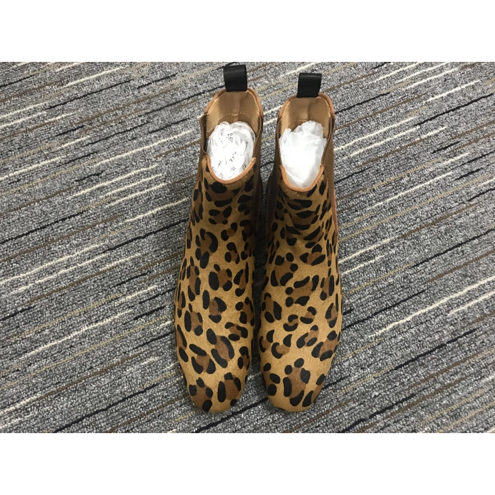 Discount Christian Louboutin Men Chelsea Boots Suede Leopard Outlet Online