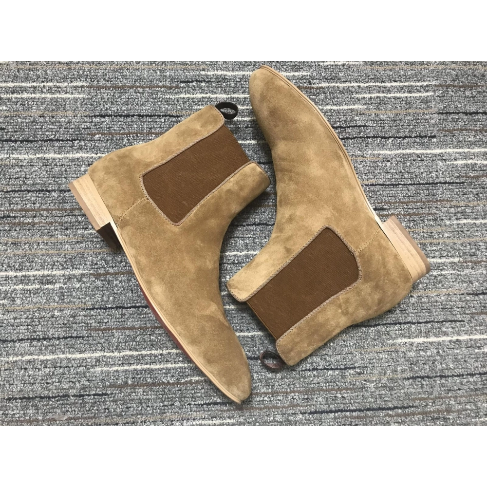 Replica Christian Louboutin Men Chelsea Boots Suede Brown, Fake Christian Louboutin Shoes