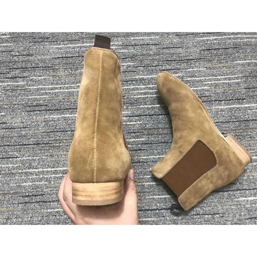 Replica Christian Louboutin Men Chelsea Boots Suede Brown, Fake Christian Louboutin Shoes