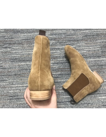 Replica Christian Louboutin Men Chelsea Boots Suede Brown, Fake Christian Louboutin Shoes