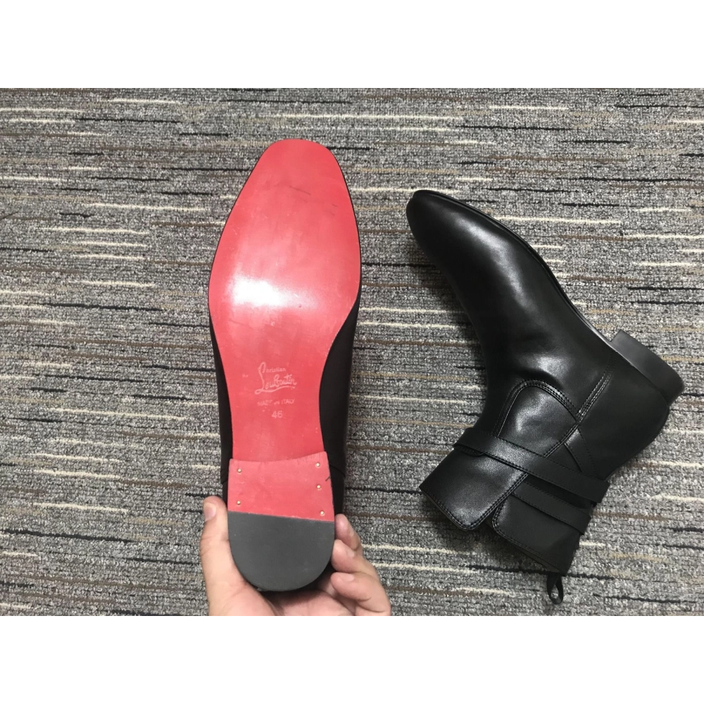 Cheap Christian Louboutin Kicko Flat Chelsea Boots Calf Leather Black Outlet Sale
