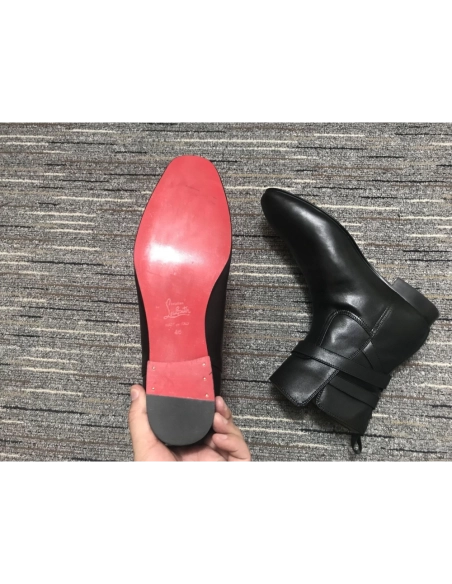 Cheap Christian Louboutin Kicko Flat Chelsea Boots Calf Leather Black Outlet Sale