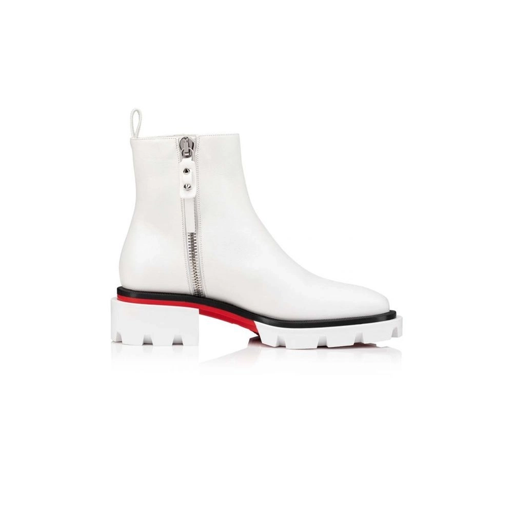 Replica Christian Louboutin Men Maxiboot Boots Calf Leather Bianco, Fake Christian Louboutin Boots