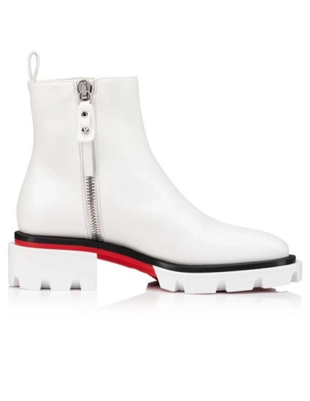 Replica Christian Louboutin Men Maxiboot Boots Calf Leather Bianco, Fake Christian Louboutin Boots
