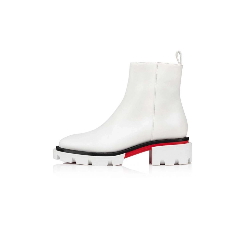 Replica Christian Louboutin Men Maxiboot Boots Calf Leather Bianco, Fake Christian Louboutin Boots