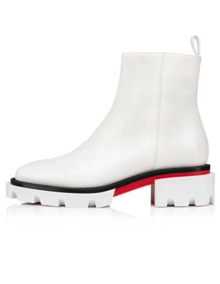 Replica Christian Louboutin Men Maxiboot Boots Calf Leather Bianco, Fake Christian Louboutin Boots